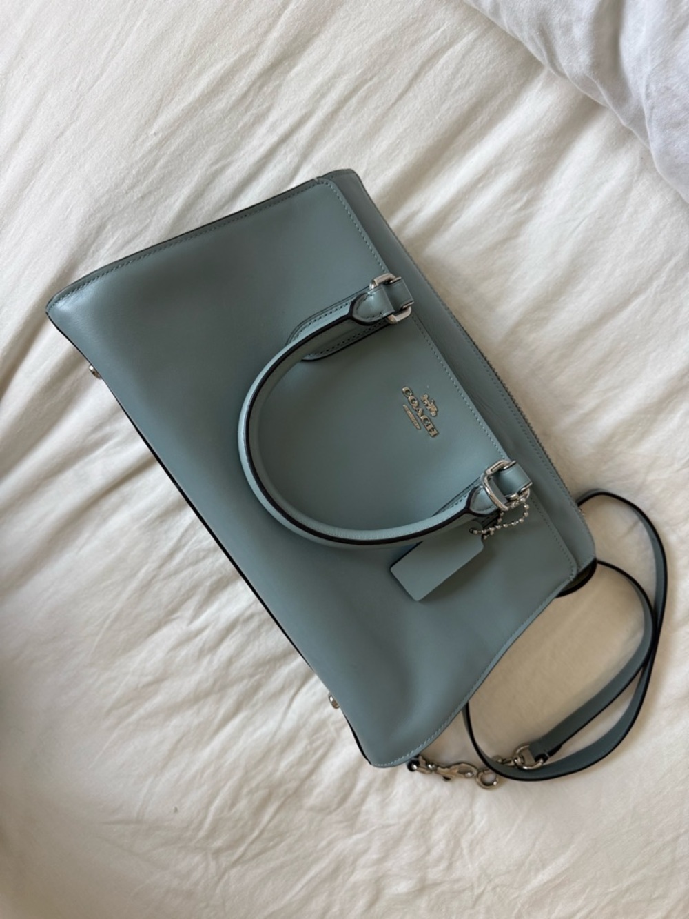 Coach Satchel in Dusty Teal Blue - Picture 3 of 7